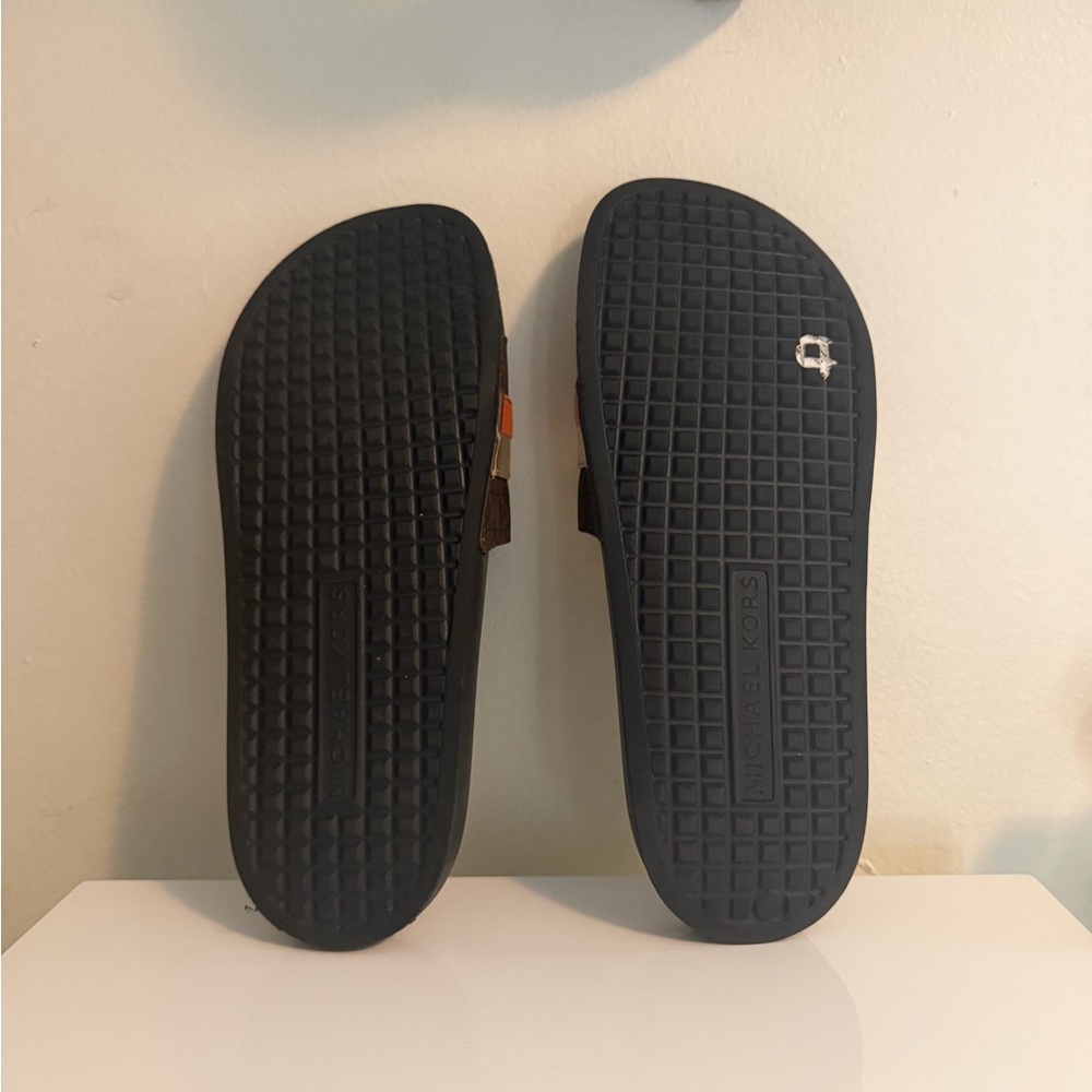 Michael Kors Black and Brown Slide Sandals